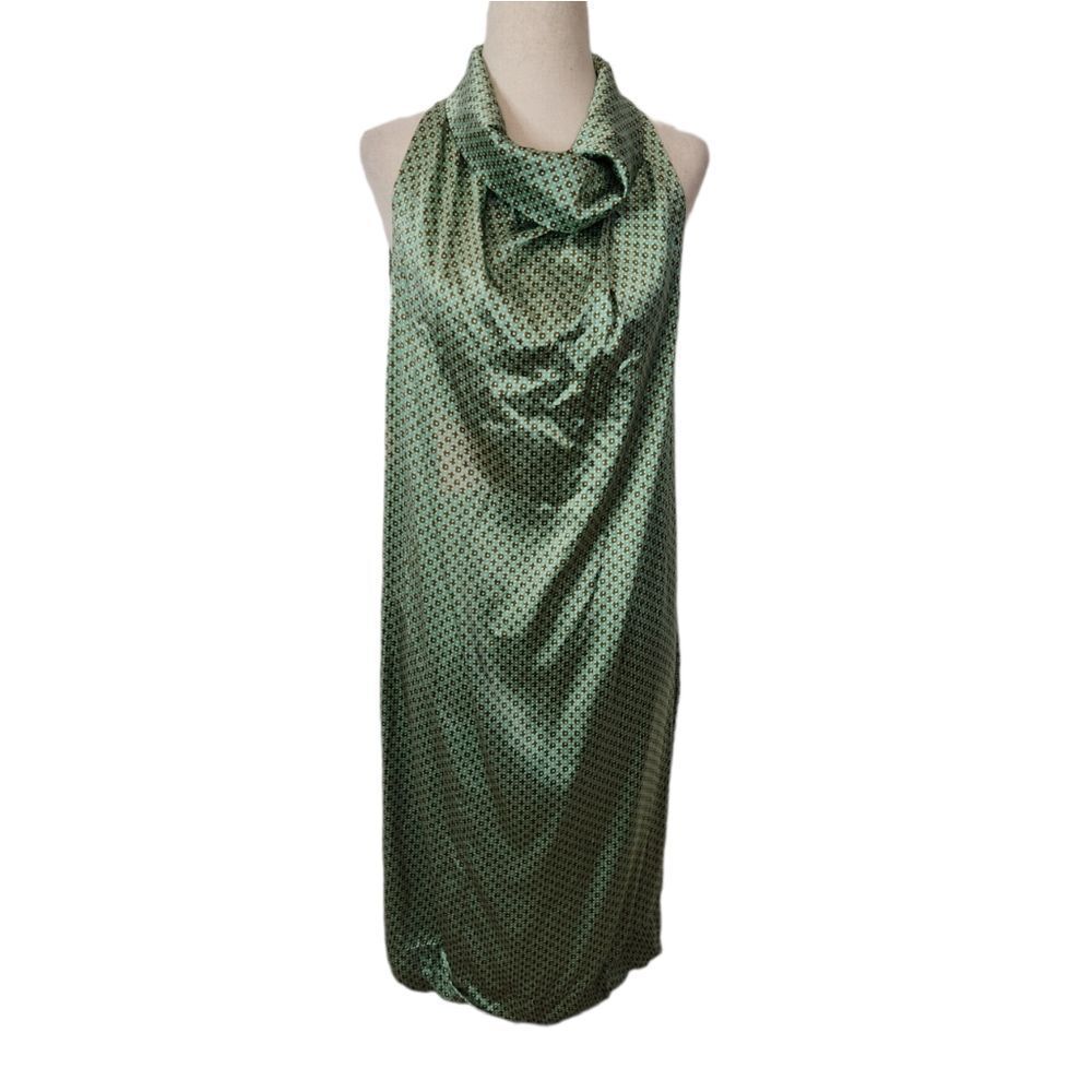 Rozae Nichols Green Silk Cowl Neck Dress Small